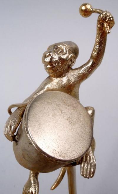  Hanau Antique German Hanau Silver Gilt Jeweled Musician Monkey Group