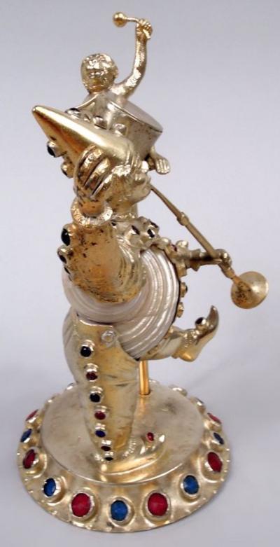  Hanau Antique German Hanau Silver Gilt Jeweled Musician Monkey Group