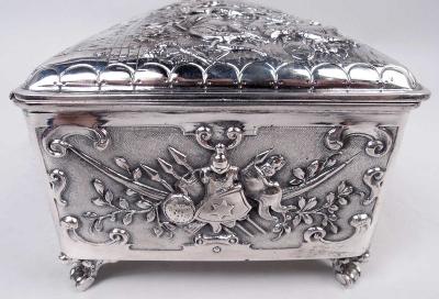  Hanau Large Antique German Renaissance Silver Keepsake Casket