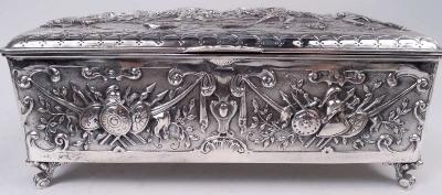  Hanau Large Antique German Renaissance Silver Keepsake Casket