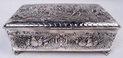  Hanau Large Antique German Renaissance Silver Keepsake Casket