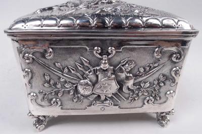  Hanau Large Antique German Renaissance Silver Keepsake Casket