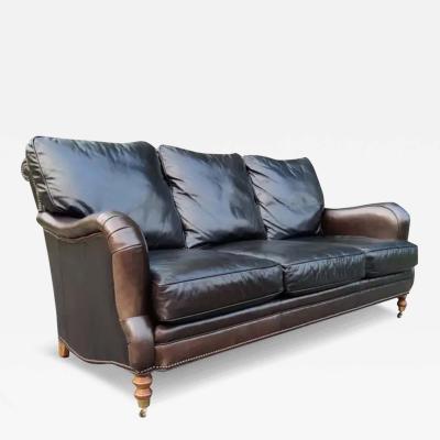  Hancock Moore English Regency Style Hartwell Espresso Color Leather Sofa Wesley Hall 3 Seater