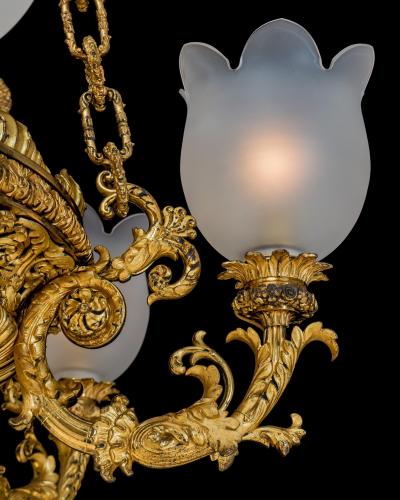  Handcock Rixion A EXCEPTIONAL GILT BRONZE GEORGE IV CHANDELIER ATTRIBUTED TO HANDCOCK RIXION