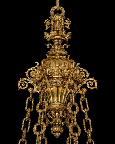  Handcock Rixion A EXCEPTIONAL GILT BRONZE GEORGE IV CHANDELIER ATTRIBUTED TO HANDCOCK RIXION