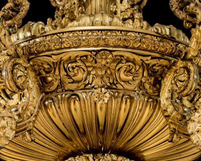  Handcock Rixion A EXCEPTIONAL GILT BRONZE GEORGE IV CHANDELIER ATTRIBUTED TO HANDCOCK RIXION