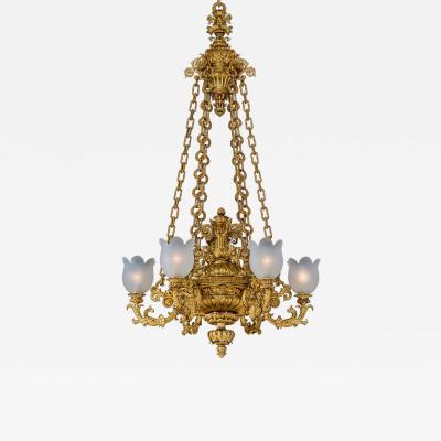  Handcock Rixion A EXCEPTIONAL GILT BRONZE GEORGE IV CHANDELIER ATTRIBUTED TO HANDCOCK RIXION