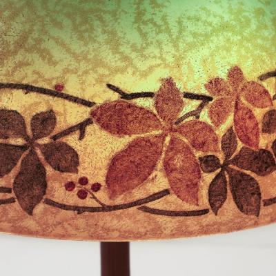  Handel Co Acid Etched Table Lamp with Oil Rubbed Bronze Base signed Handel