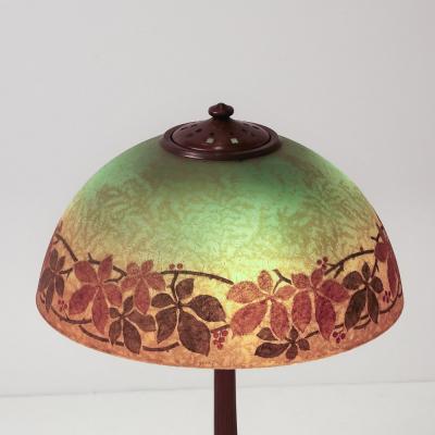  Handel Co Acid Etched Table Lamp with Oil Rubbed Bronze Base signed Handel