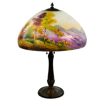  Handel Co Handel Reverse Painted Scenic Lamp
