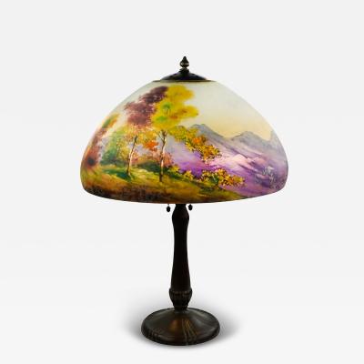  Handel Co Handel Reverse Painted Scenic Lamp
