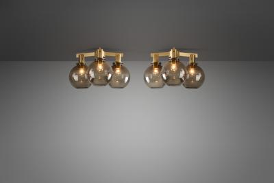  Hans Agne Jakobsson Pair of Hans Agne Jakobsson Pastoral 376 3 Ceiling Lights Sweden 1960s