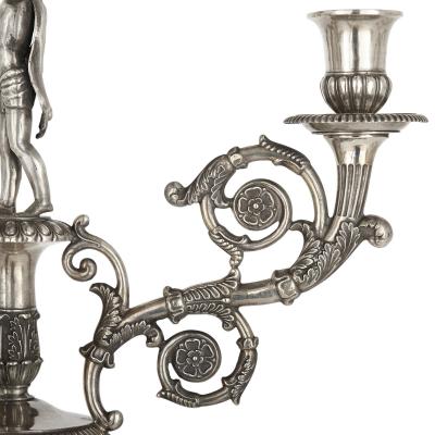  Hans G Dellevie Wilhelm C Hessenberg German empire period seven piece silver candelabra set