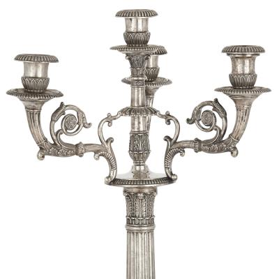  Hans G Dellevie Wilhelm C Hessenberg German empire period seven piece silver candelabra set