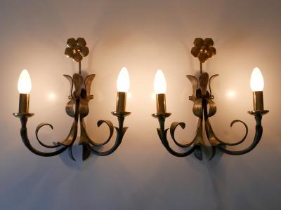  Hans M ller Set of Two Brass Metal Flush Mount or Sconces by Hans M ller Germany 1970s