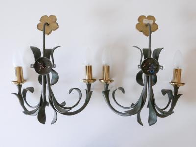  Hans M ller Set of Two Brass Metal Flush Mount or Sconces by Hans M ller Germany 1970s