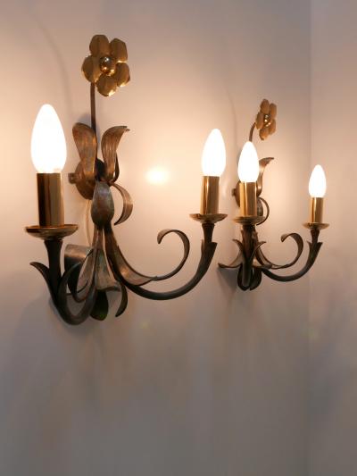 Hans M ller Set of Two Brass Metal Flush Mount or Sconces by Hans M ller Germany 1970s
