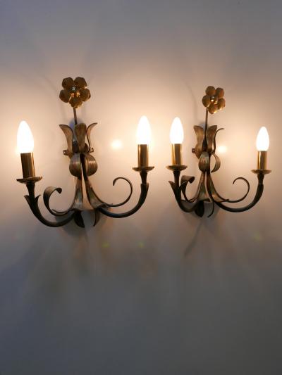  Hans M ller Set of Two Brass Metal Flush Mount or Sconces by Hans M ller Germany 1970s