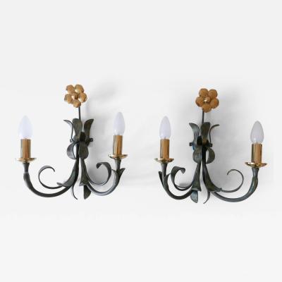 Hans M ller Set of Two Brass Metal Flush Mount or Sconces by Hans M ller Germany 1970s