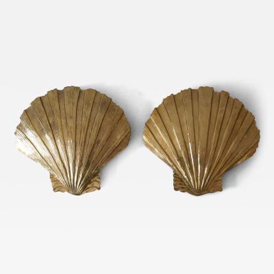  Hans M ller Set of Two Rare Large Mid Century Brass Shell Sconces by Hans M ller 1960s