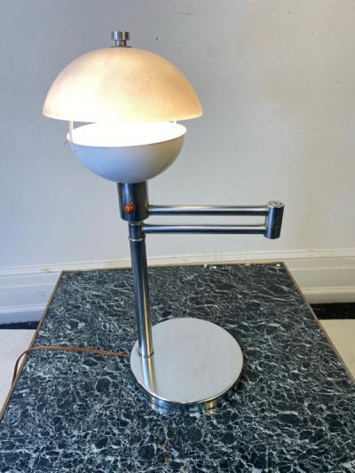  Hansen Lighting Co HANSEN CHROME SWING ARM TABLE LAMP