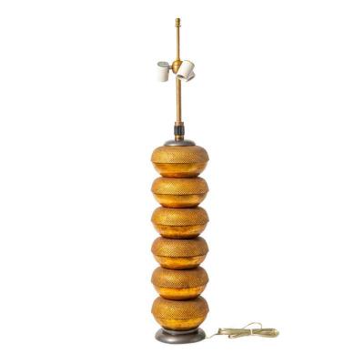  Hansen Lighting Co Hansen Lamp Textured Gilt Metal and Painted Wood