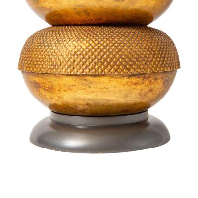  Hansen Lighting Co Hansen Lamp Textured Gilt Metal and Painted Wood