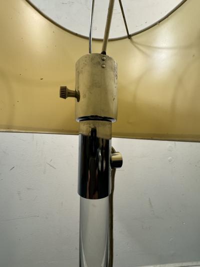 Hansen Lighting Co MID CENTURY MODERN CHROMED BRASS LAMP WITH SOLID GLASS ROD CENTER BY HANSEN
