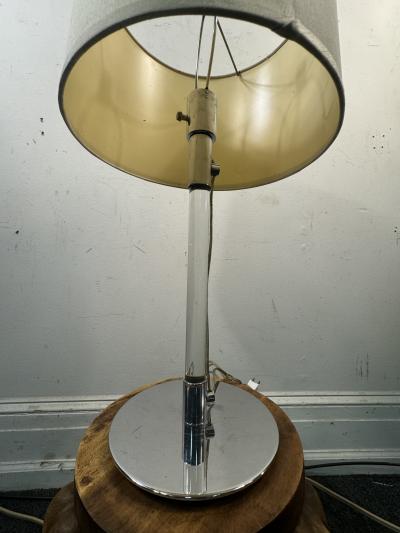 Hansen Lighting Co MID CENTURY MODERN CHROMED BRASS LAMP WITH SOLID GLASS ROD CENTER BY HANSEN