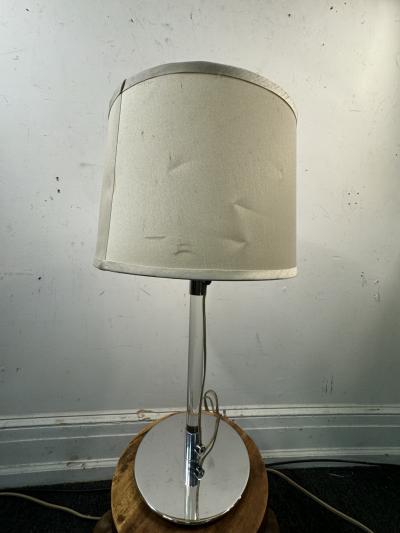 Hansen Lighting Co MID CENTURY MODERN CHROMED BRASS LAMP WITH SOLID GLASS ROD CENTER BY HANSEN