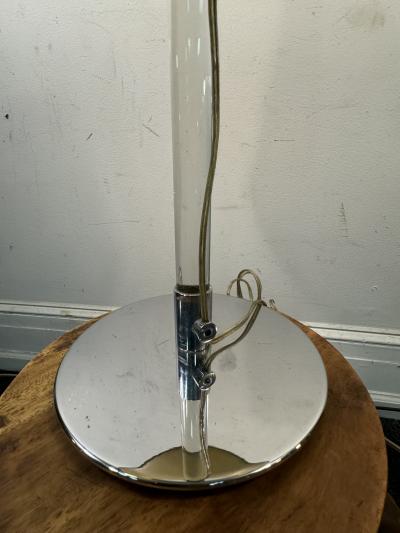 Hansen Lighting Co MID CENTURY MODERN CHROMED BRASS LAMP WITH SOLID GLASS ROD CENTER BY HANSEN