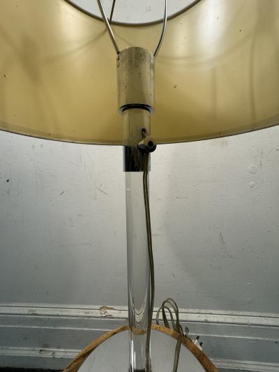 Hansen Lighting Co MID CENTURY MODERN CHROMED BRASS LAMP WITH SOLID GLASS ROD CENTER BY HANSEN