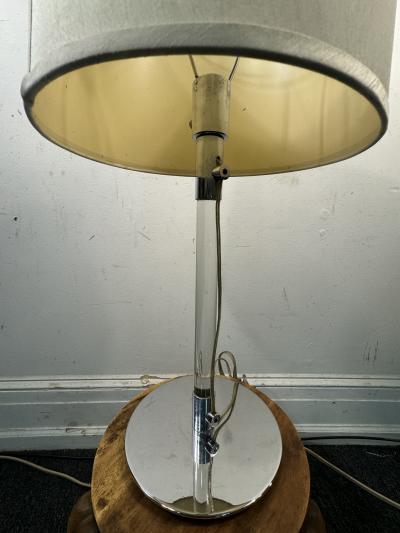 Hansen Lighting Co MID CENTURY MODERN CHROMED BRASS LAMP WITH SOLID GLASS ROD CENTER BY HANSEN