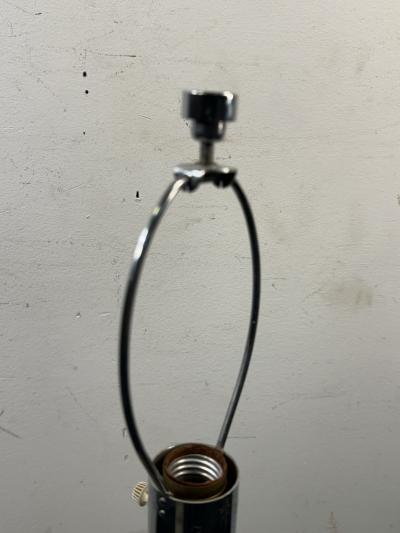 Hansen Lighting Co MID CENTURY MODERN CHROMED BRASS LAMP WITH SOLID GLASS ROD CENTER BY HANSEN
