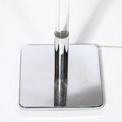  Hansen Lighting Co Mid Century Modernist Floor Lamp in Lucite Polished Nickel by Hansen