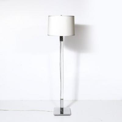  Hansen Lighting Co Mid Century Modernist Floor Lamp in Lucite Polished Nickel by Hansen