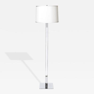  Hansen Lighting Co Mid Century Modernist Floor Lamp in Lucite Polished Nickel by Hansen