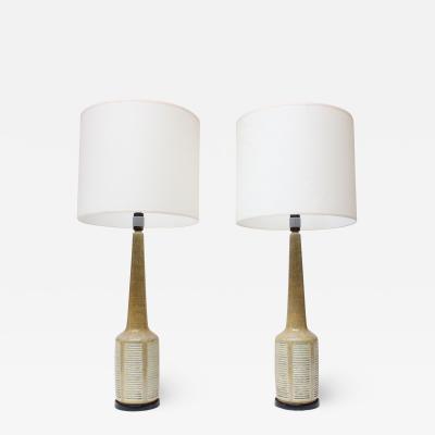  Hansen Lighting Co Pair of Tall Danish Modern Ceramic Lamps by Palshus for Hansen Lighting Company