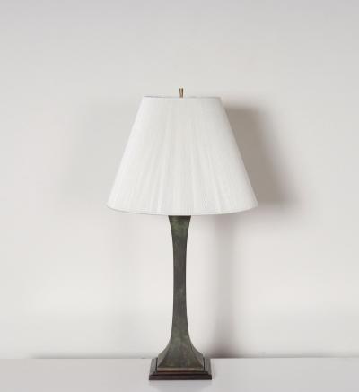  Hansen Lighting Co Vintage Verdigris Bronze Columnar Table Lamp by Stewart Ross James for Hansen