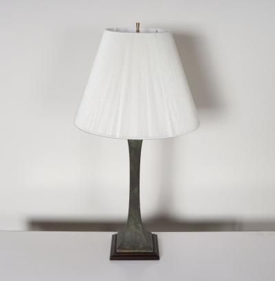 Hansen Lighting Co Vintage Verdigris Bronze Columnar Table Lamp by Stewart Ross James for Hansen