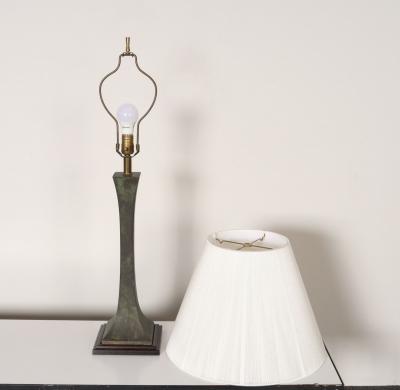  Hansen Lighting Co Vintage Verdigris Bronze Columnar Table Lamp by Stewart Ross James for Hansen