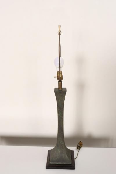  Hansen Lighting Co Vintage Verdigris Bronze Columnar Table Lamp by Stewart Ross James for Hansen