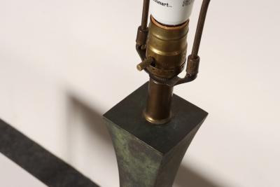  Hansen Lighting Co Vintage Verdigris Bronze Columnar Table Lamp by Stewart Ross James for Hansen