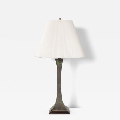  Hansen Lighting Co Vintage Verdigris Bronze Columnar Table Lamp by Stewart Ross James for Hansen