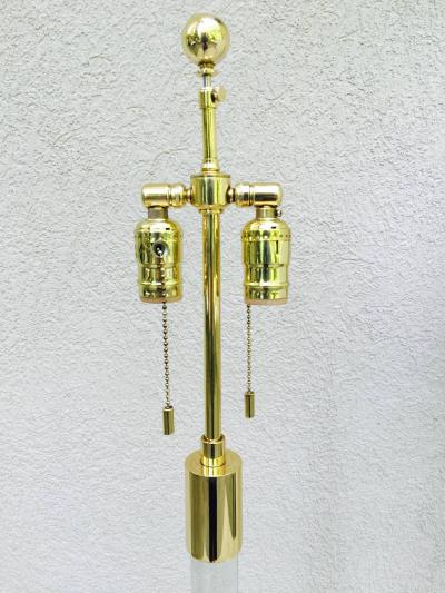  Hansen Lighting Pair of Hansen NY Glass Rod and Brass Standing Lamps