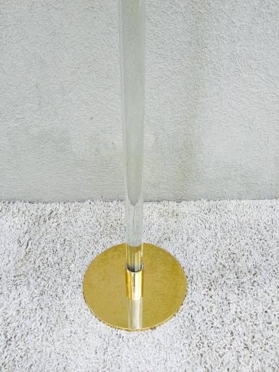  Hansen Lighting Pair of Hansen NY Glass Rod and Brass Standing Lamps