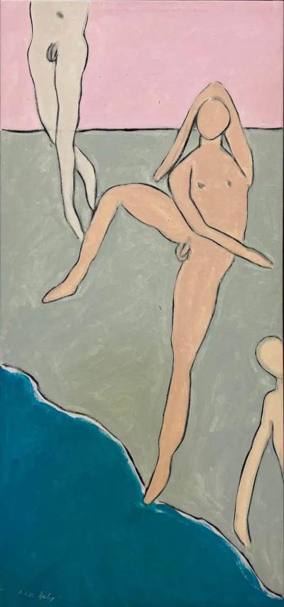  Harley Francis 1980 Harley Francis Abstract Nudes Painting Signed and Dated