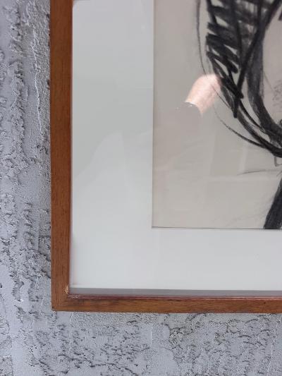  Harley Francis Large Harley Francis Self Portrait Drawing In Charcoal and Oil Stick