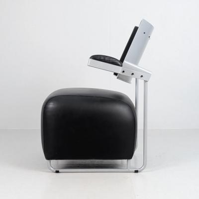  Harri Korhonen Modernist Sculptural Oscar Chair by Harri Korhonen in Black Leather Inno 1990s