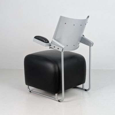  Harri Korhonen Modernist Sculptural Oscar Chair by Harri Korhonen in Black Leather Inno 1990s